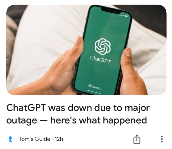 “ChatGPT was down due to major outage - here's what happened” — 18 June 2024, Tom's Guide