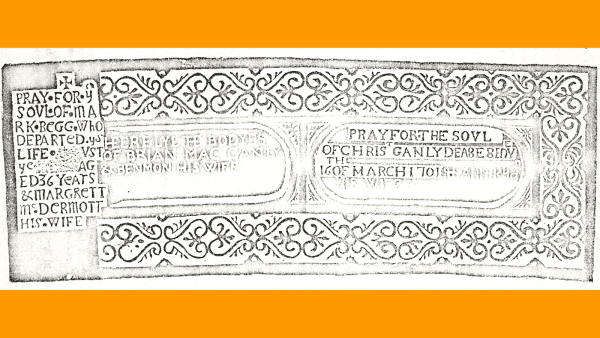 Rubbing of an ornate tomb.