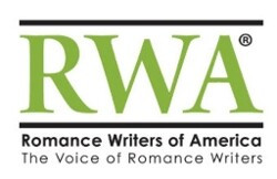 The RWA logo with the registered trademark symbol; the text under it reads "Romance Writers of America: The voice of romance writers"