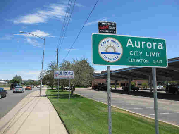 Aurora city limit sign