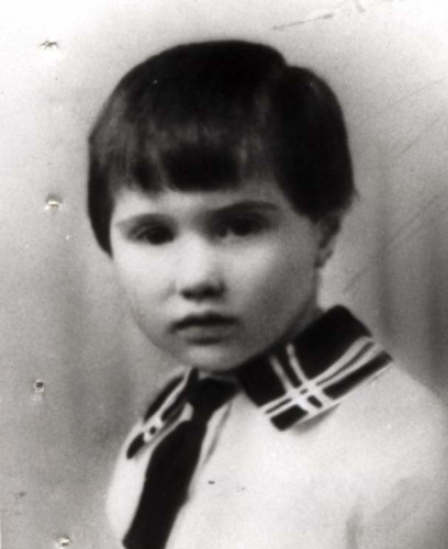 Vintage black and white photo of a young child