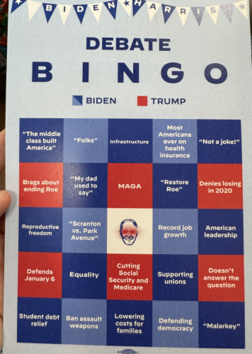 A bingo card for the Biden-Trump debate. 