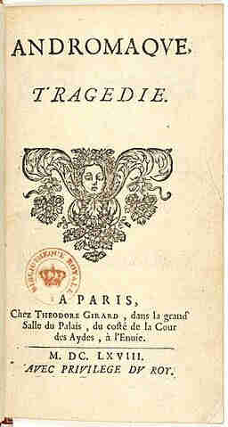 historical title page of Andromaque Tragedie