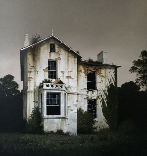 Painting of a dilapidated house by Lee Madgwick