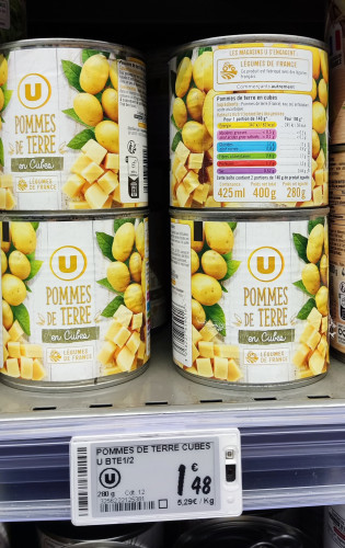potatoes in cans for €1.48