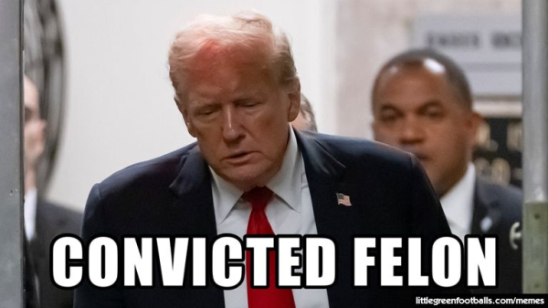 Image of Trump with caption: "CONVICTED FELON"