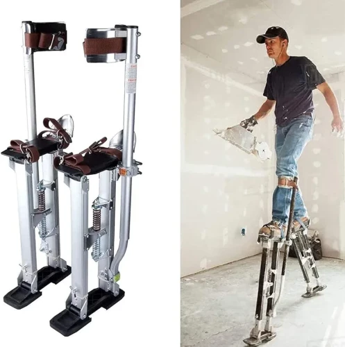 Painting stilts and pic of person walking in them