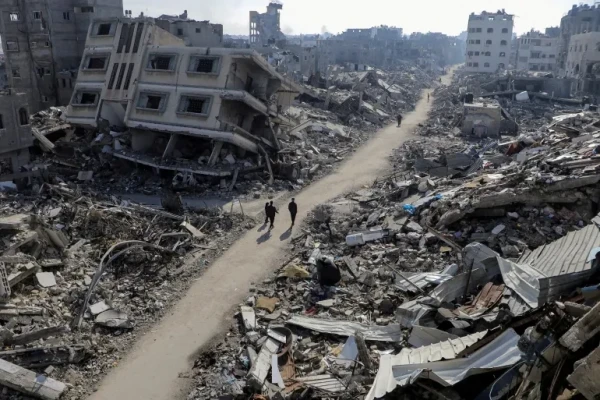 A view of destroyed homes in Jabalia refugee camp on February 22, 2024 [Mahmoud Issa/Reuters]