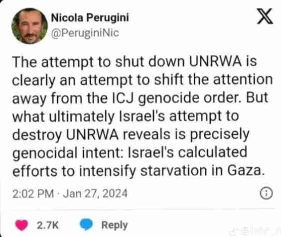 The attempt to shut down UNRWA clearly an attempt to shift the attention away from ICJ genocide order.
