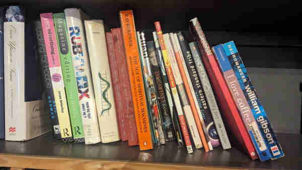 select of books on a shelf