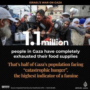 1.1 million Palestinians are at the risk of famine.