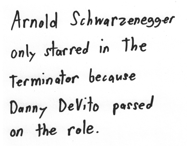 Arnold Schwarzenegger only starred in The Terminator because Danny DeVito passed on the lead role.