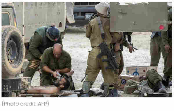 stock image of injured Israeli soldiers