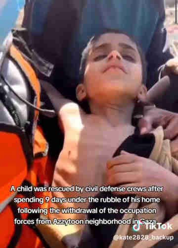 Palestinian child rescued after 9 days under rubbles of his bombed house
