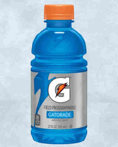 A drink bottle labeled "field programmable Gatorade"