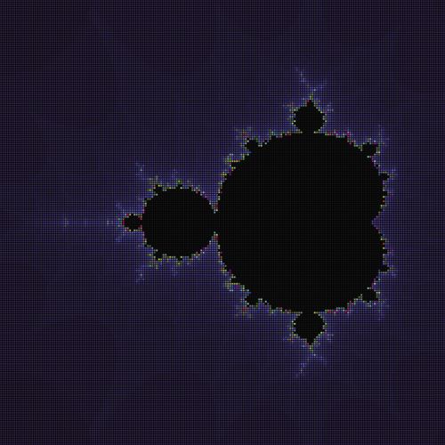 Deliberately-blocky version of the Mandelbrot fractal.