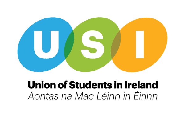 Logo of slanted ellipses of light blue, leaf green, and gold with the letters USI.

"Union of Students in Ireland

Aontas na Mac Léinn in Éirinn"