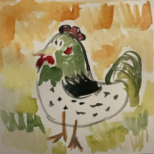 A cartoon rooster 