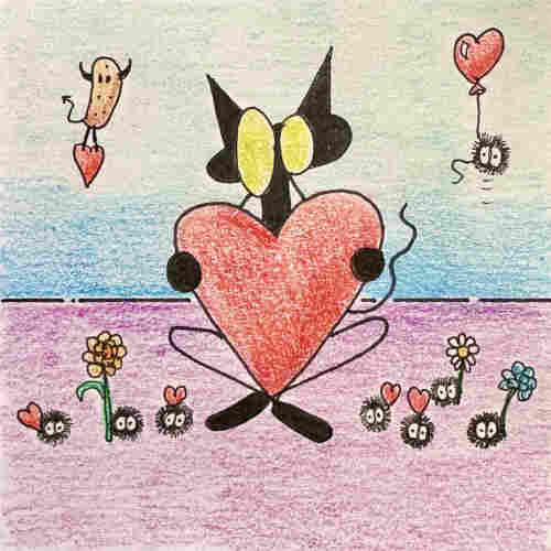 Drawing of a little gremlin holding a huge heart

Zeichnung eines kleinen Gremlin, der ein riesiges Herz hält