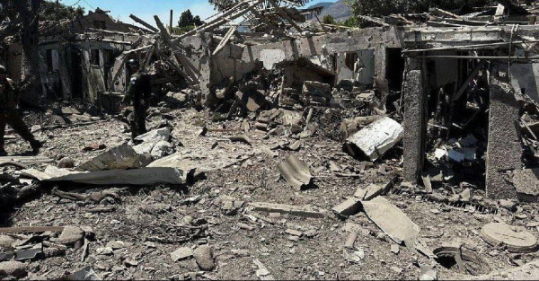 Israeli military buildings destroyed by Lebanese Burkan missile