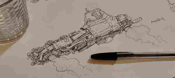A scifi flying car doodle