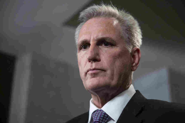 A grim faced Kevin McCarthy, the Republican Speaker of the House