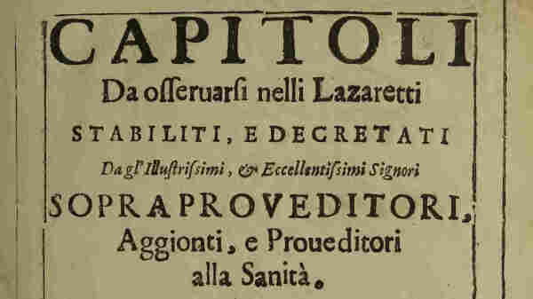 The cover page of the document "Capitoli Da osservarsi nelli Lazaretti Stabiliti, e decretati Dagl'Illustrissimi, & Eccellentissimi Signori Sopraproveditori, Aggionti, e Proveditori alla Sanità." from 1674