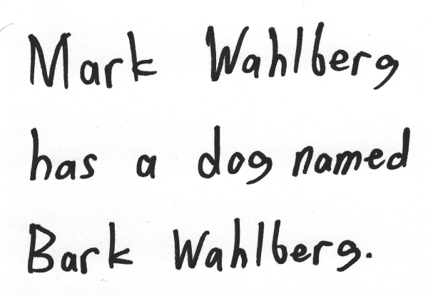 Mark Wahlberg has a dog named Bark Wahlberg.