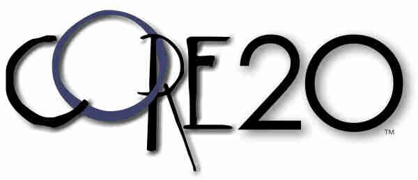 A stylish logo reading “CORE20.”
