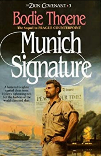 Book cover of Munich Signature, showing a man looking out to sea.