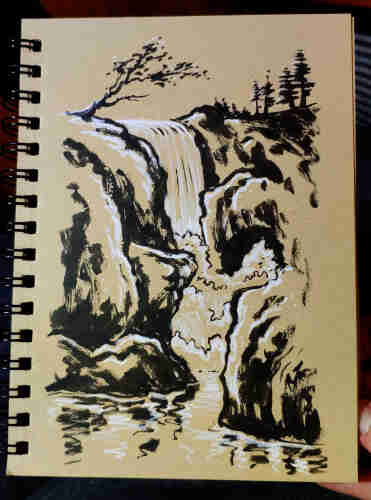 Drawing of a waterfall