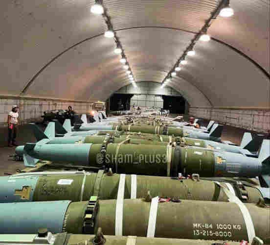 archived image of 2000 pound bombs that Israel received from Pentagon today