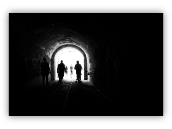 People in the tunnel.