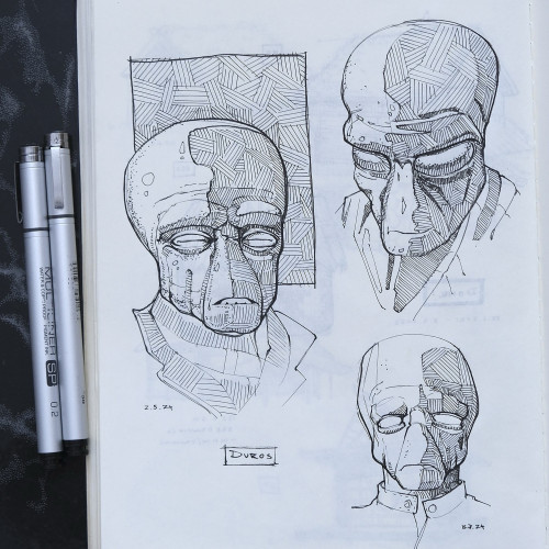 Sketchbook page showing ink drawings of Duros from Star Wars