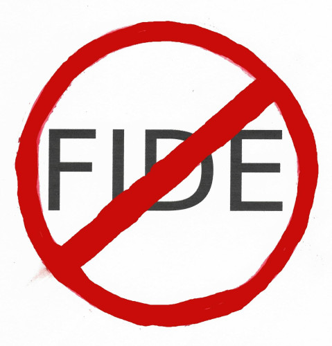 "FIDE Forbidden"! sign, a red circle with diagonal bar over black FIDE.