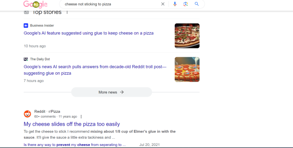 A screenshot of a google search results showing the Reddit shit post in question as the top result.