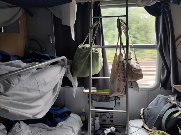 A view from inside a 6-berth sleeping compartment in SJ Euronight train.