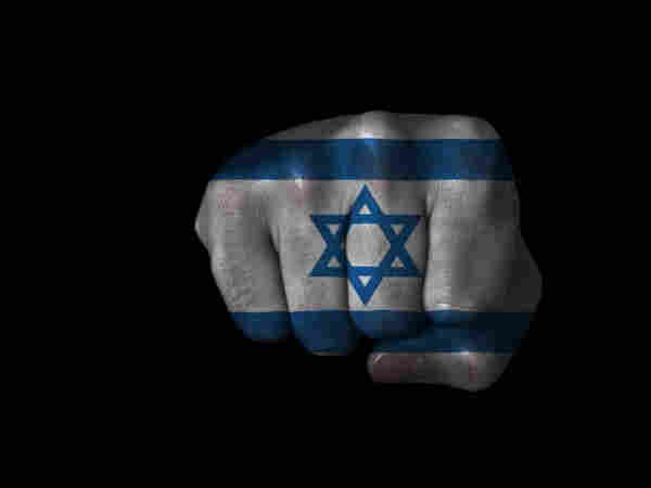fist with Israel flag over it