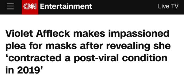 CNN: Violet Affleck makes impassioned plea for masks after revealing she ‘contracted a post-viral condition in 2019’