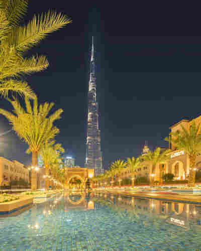 Dubai Downtown at Night, United Arab Emirates