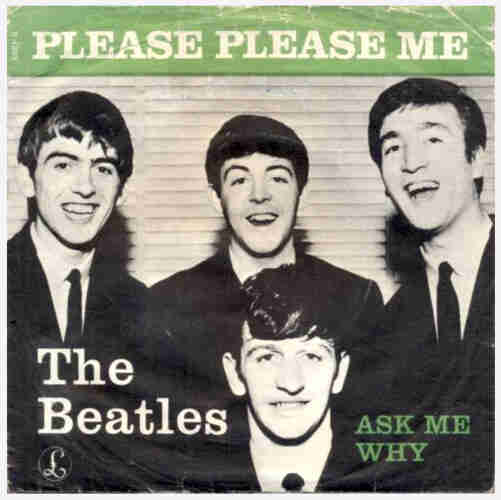 Original UK cover sleeve of the 45rpm single "Please Please Me" backed with "Ask My Why" by the Beatles. 