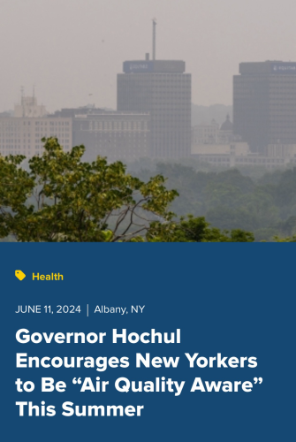 Governor Hochul Encourages New Yorkers to Be “Air Quality Aware” This Summer