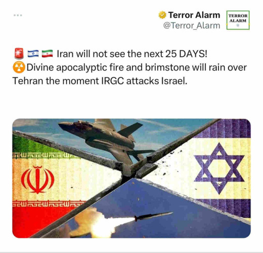 sone nonsense posts of self proclaimed military analysts trying to clickbaite during the current tense waiting for Iran answer to Israel's attacks against it's consulate in Damascus.