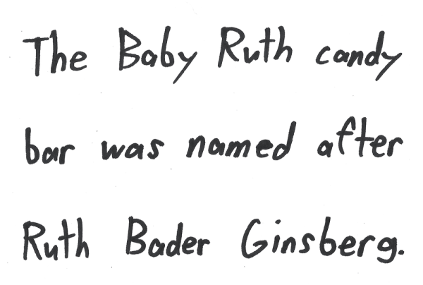The Baby Ruth candy bar was named after Ruth Bader Ginsberg.
