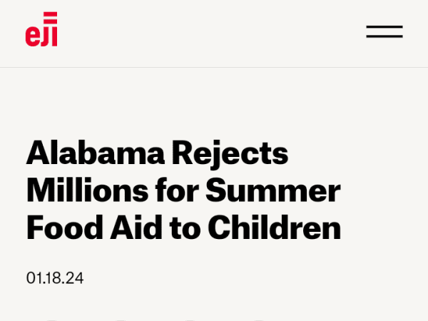 Headline: Alabama rejects millions for summer food aid to children