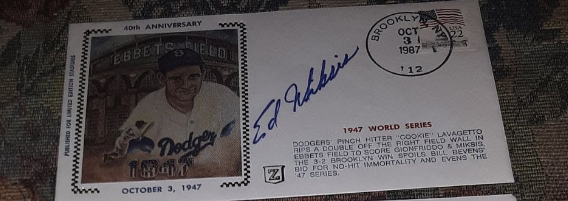 Autographed Eddie Miksis postcard from Cliff's collection