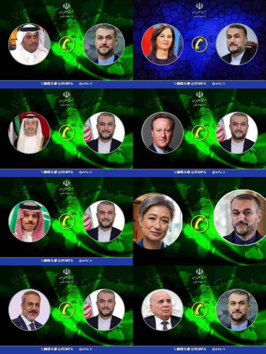 image of various foreign ministers who have called Iranian FM to refrain from retaliating Israel bombing of it's consulate in Damascus.