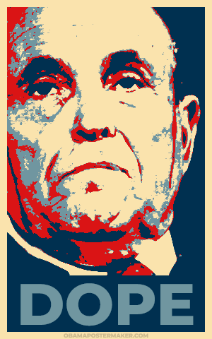Rudy Obama Hope poster with caption, "Dope"