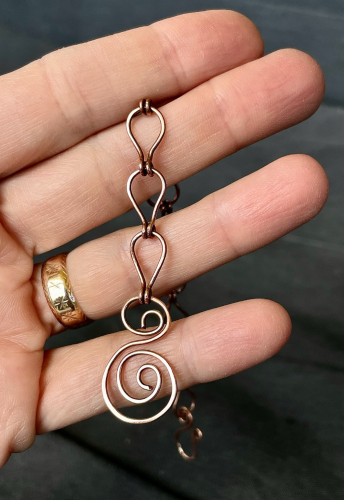 Handmade chain from copper wire 