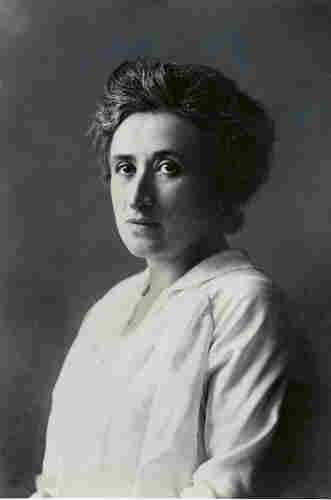Black and white portrait of Luxemburg wearing a white, long sleeve blouse. By Unknown author - Appeal to support the publication of ‘The Complete Works of Rosa Luxemburg’ in English, Public Domain, https://commons.wikimedia.org/w/index.php?curid=2595244
